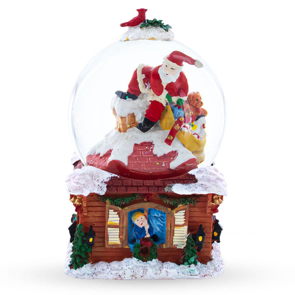 BestPysanky Santa with Christmas Gifts Chimney Journey Musical Water Snow Globe