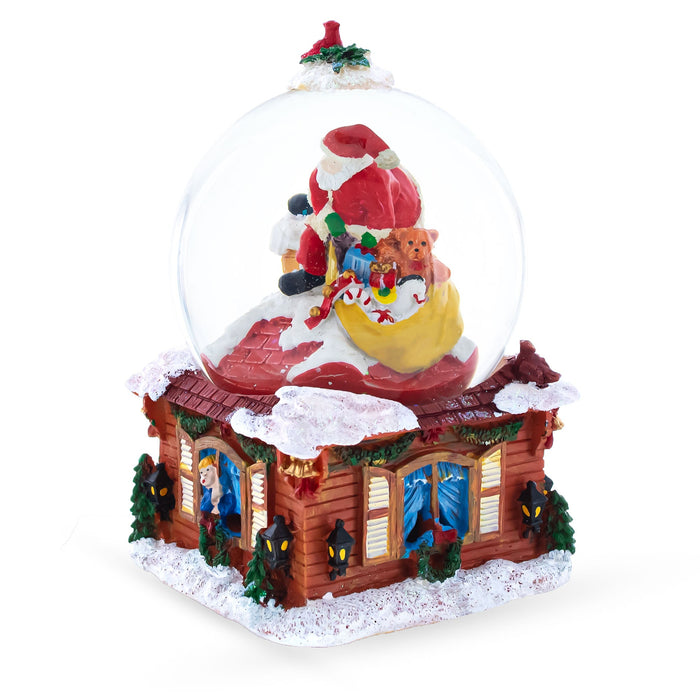 BestPysanky Santa with Christmas Gifts Chimney Journey Musical Water Snow Globe