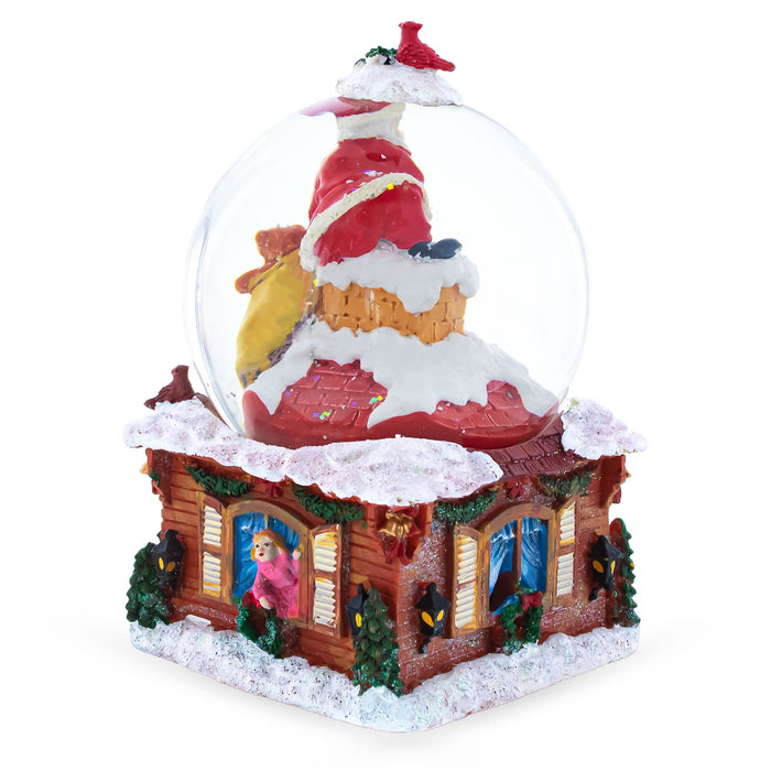 BestPysanky Santa with Christmas Gifts Chimney Journey Musical Water Snow Globe