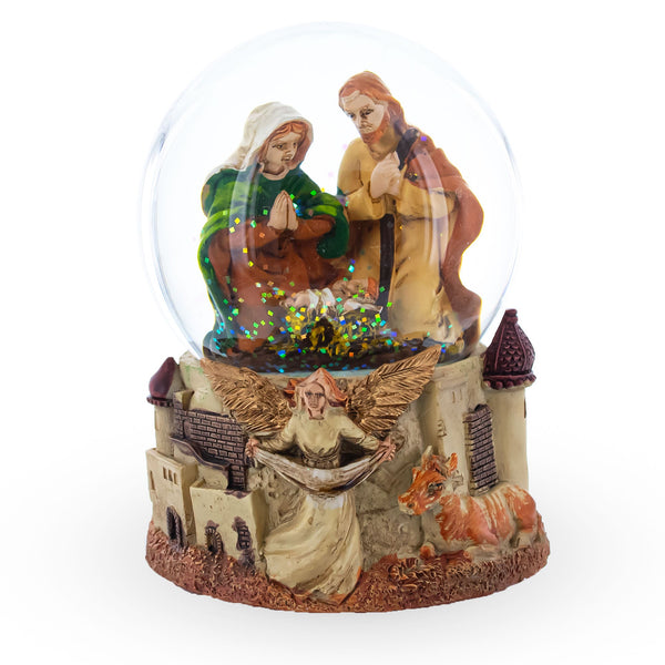 BestPysanky Nativity Scene and Divine Guardian Angel Musical Water Snow Globe