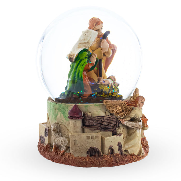 BestPysanky Nativity Scene and Divine Guardian Angel Musical Water Snow Globe