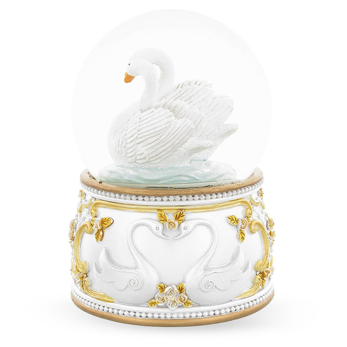 BestPysanky Enchanted Swans Spinning Musical Water Snow Globe