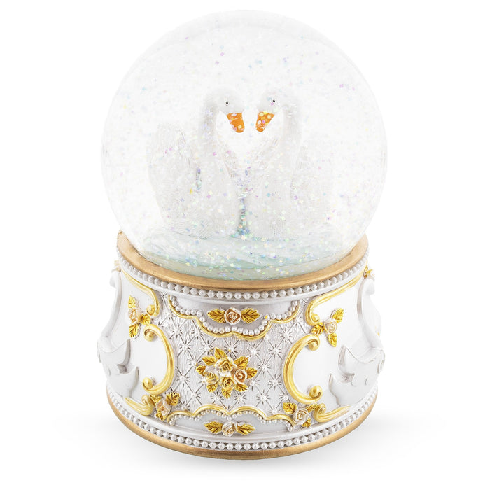 BestPysanky Enchanted Swans Spinning Musical Water Snow Globe