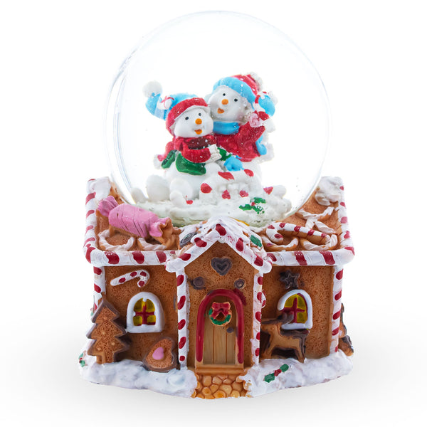 BestPysanky Gingerbread Cottage Snowmen Romance Musical Water Snow Globe