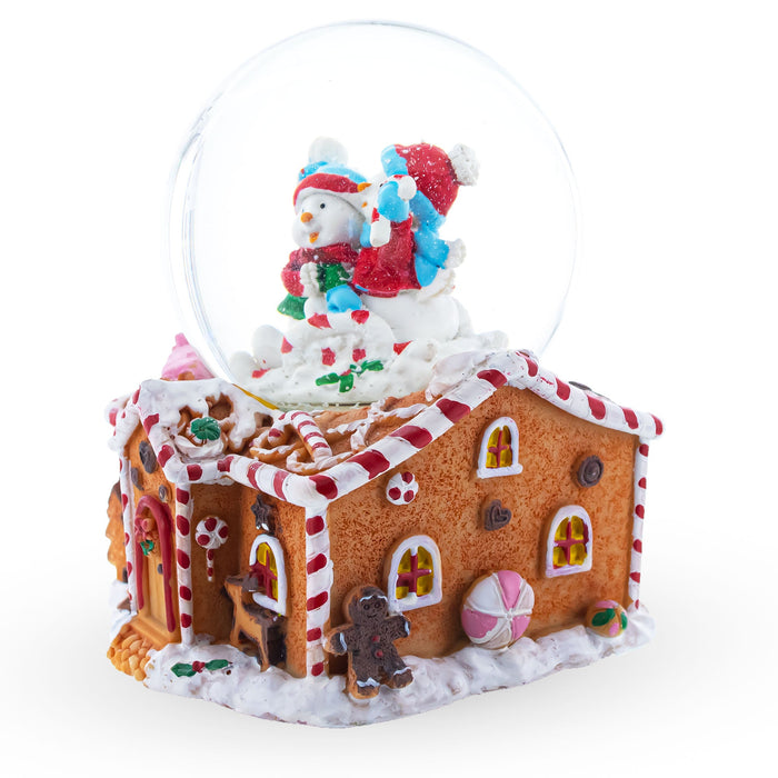 BestPysanky Gingerbread Cottage Snowmen Romance Musical Water Snow Globe