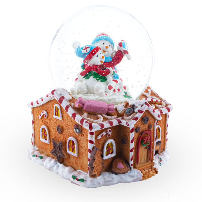 BestPysanky Gingerbread Cottage Snowmen Romance Musical Water Snow Globe