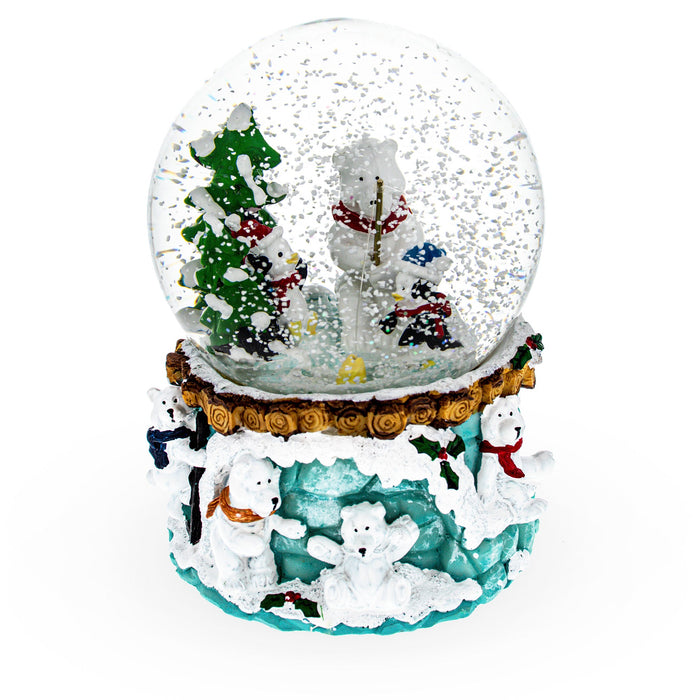 BestPysanky Bear and Penguins Fishing Musical Christmas Water Snow Globe