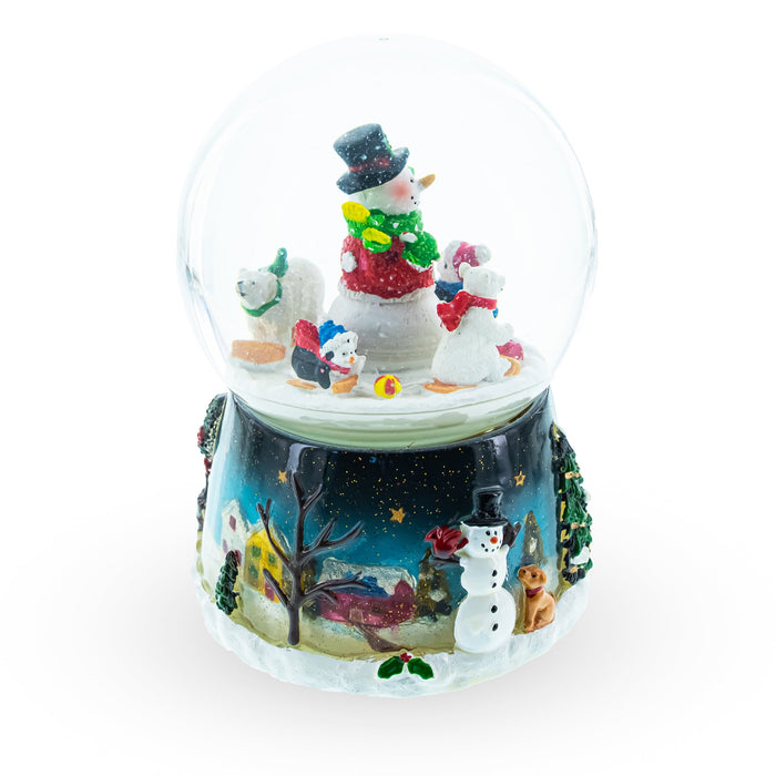 BestPysanky Snowman, Polar Bears, and Penguins Musical Spinning Snow Globe