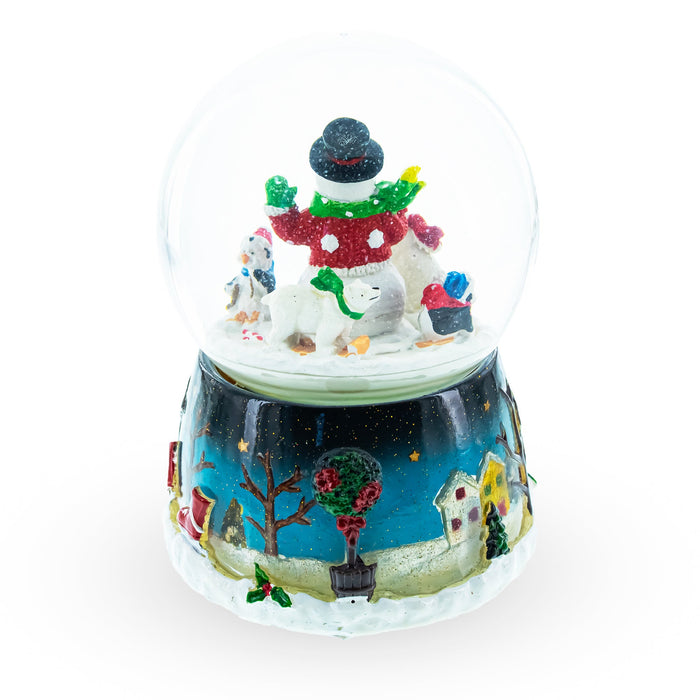 BestPysanky Snowman, Polar Bears, and Penguins Musical Spinning Snow Globe