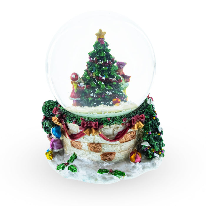 BestPysanky Joyful Children Adorning Christmas Tree: Musical Water Snow Globe