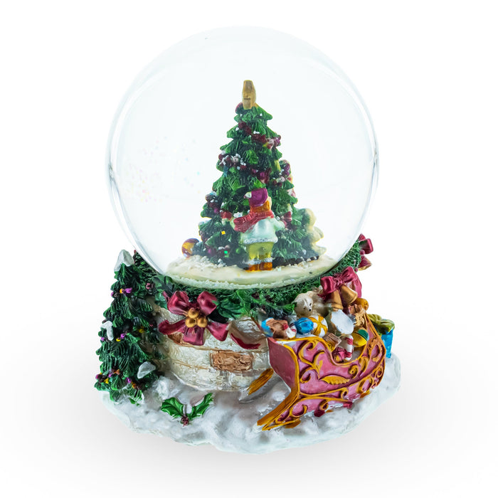 BestPysanky Joyful Children Adorning Christmas Tree: Musical Water Snow Globe