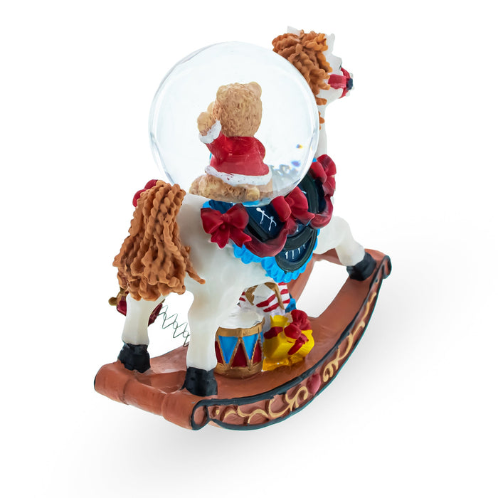 BestPysanky Teddy Bears' Rocking Horse Christmas Water Snow Globe