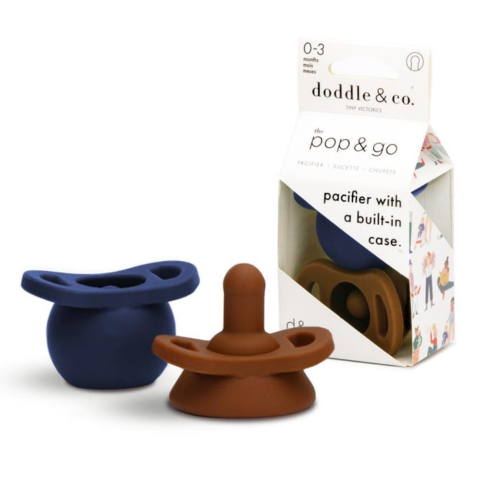 Doddle & Co® Pop & Go Pacifiers - Chocolate/Navy