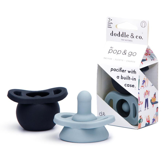 Doddle & Co® Pop & Go Pacifiers - Peach/Navy