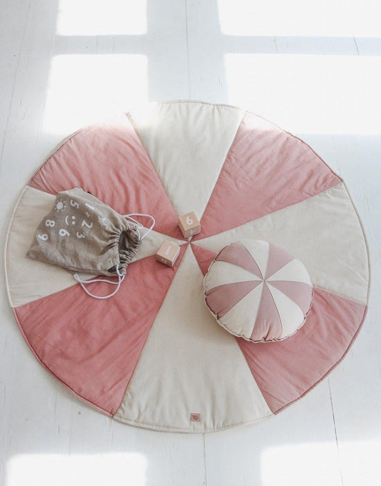 Moi Mili “Powder Pink Circus” Round Patchwork Pillow