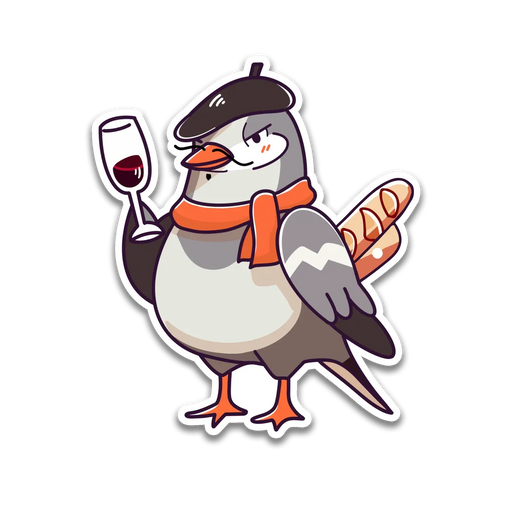 Stick With Finn French Pigeon Sticker