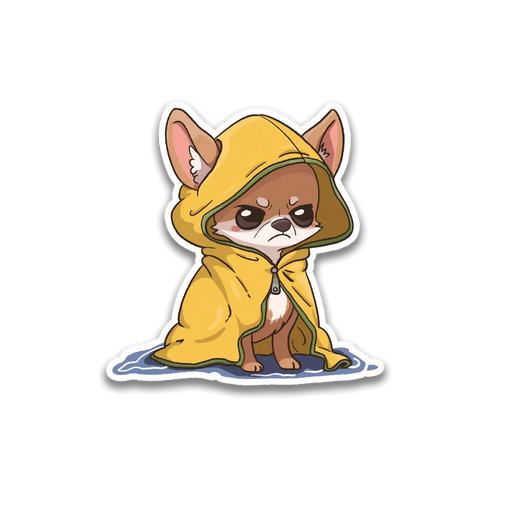 Stick With Finn Chihuahua Raincoat Sticker