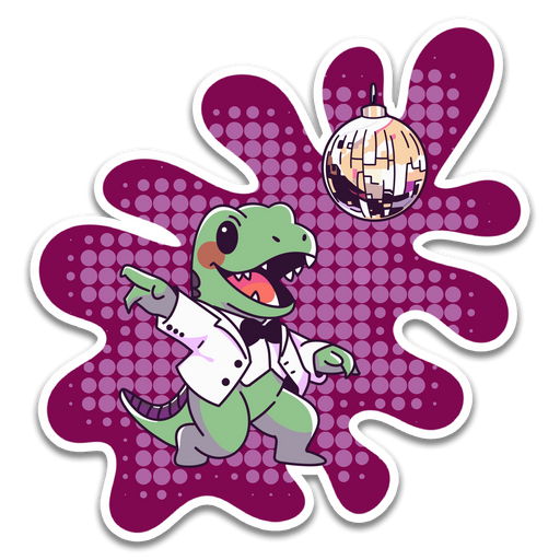 Stick With Finn Dino Disco Sticker