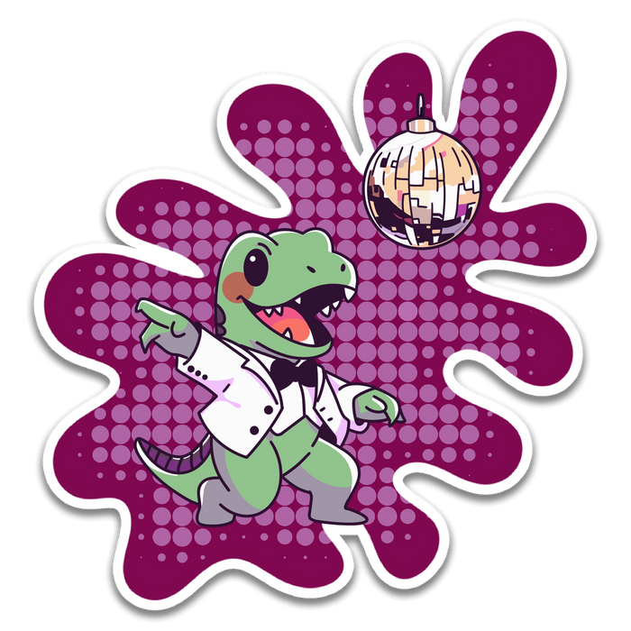 Stick With Finn Dino Disco Sticker