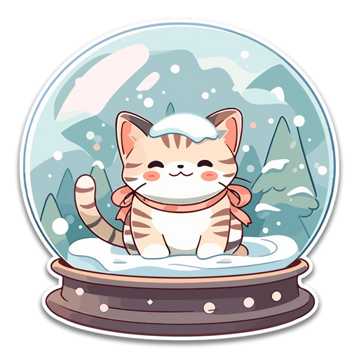 Stick With Finn Cat Snow Globe Sticker