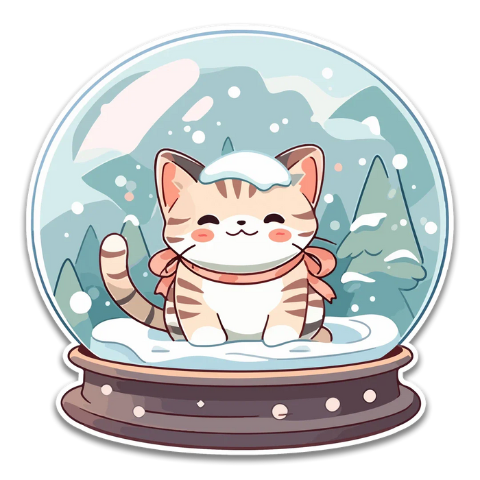 Stick With Finn Cat Snow Globe Sticker