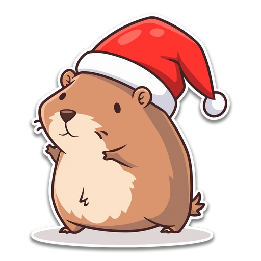 Stick With Finn Santa Hat Capybara Sticker