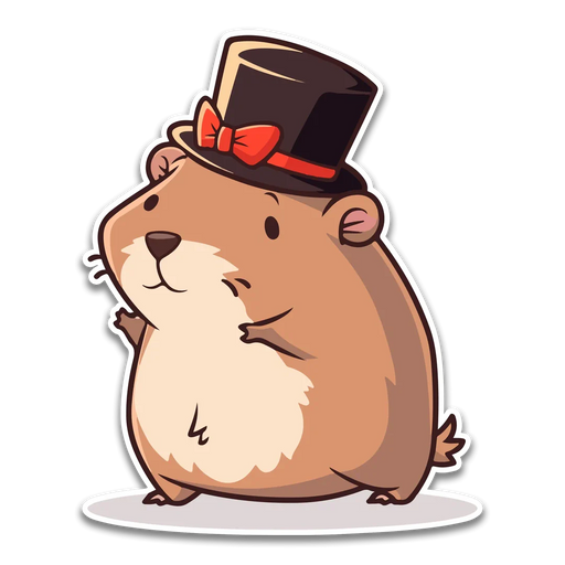 Stick With Finn New Years Fancy Capybara Sticker