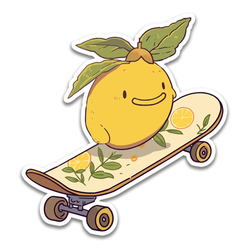 Stick With Finn Cool Skateboarding Lemon Sticker