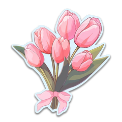 Stick With Finn Pink Tulips Sticker