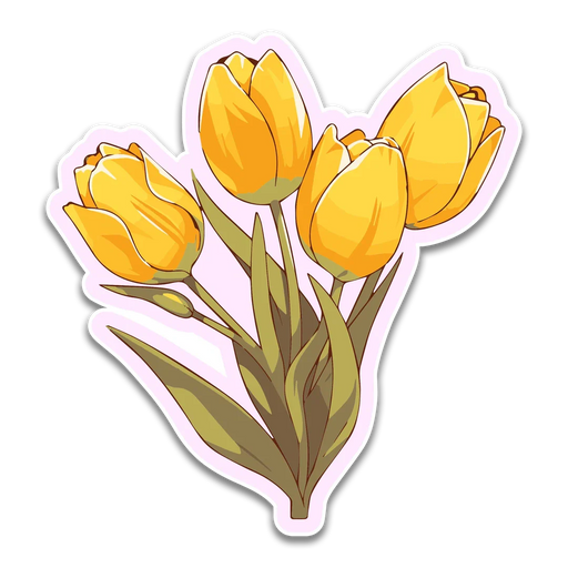 Stick With Finn Yellow Tulips Sticker