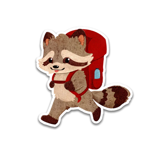 Stick With Finn Hiking Raccoon Sticker