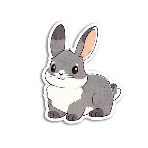 Stick With Finn Grey Cottontail Rabbit Sticker