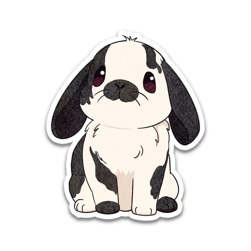 Stick With Finn Black Holland Lop Sticker