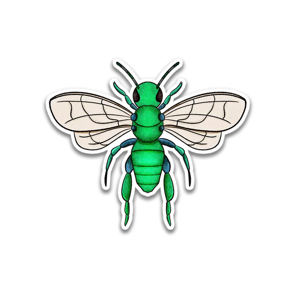 Stick With Finn Green Metallic Sweat Bee Sticker