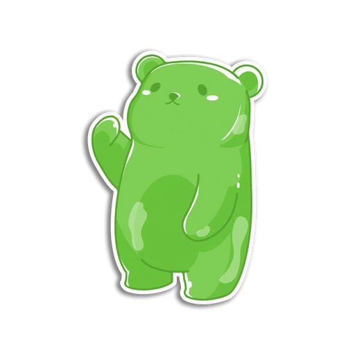 Stick With Finn Green Waving Gummy Bear Sticker