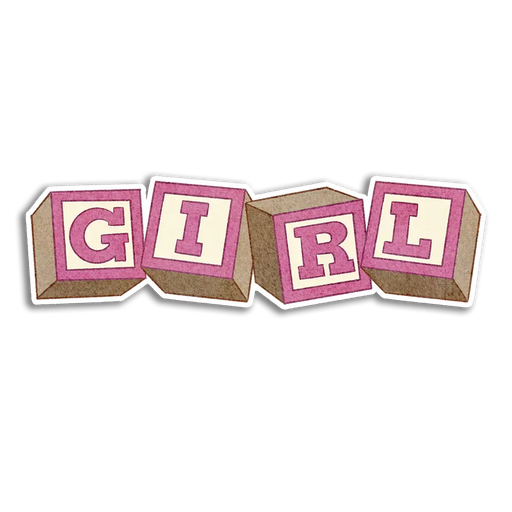 Stick With Finn Pink "Girl" Alphabet Baby Blocks Sticker