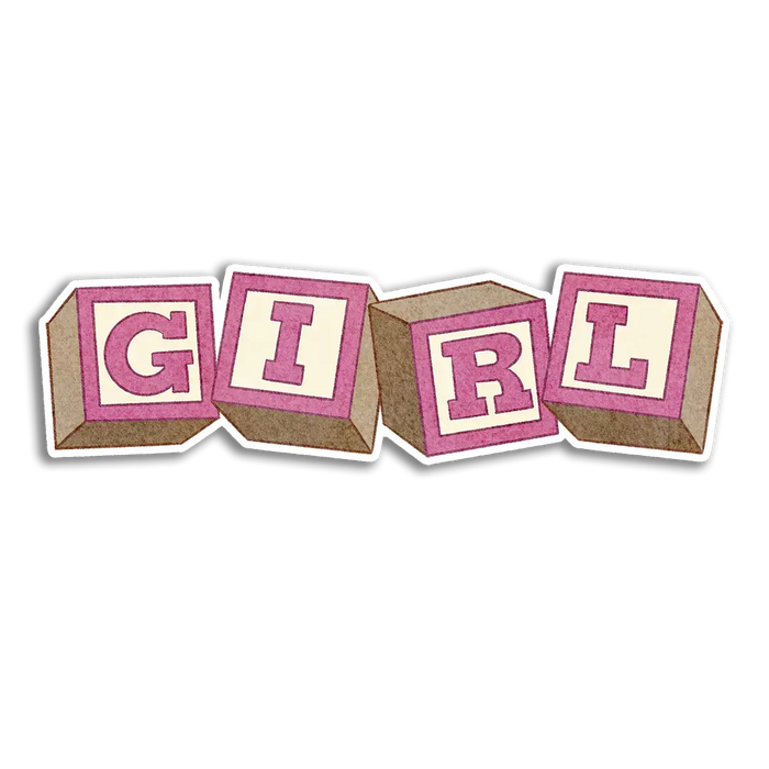 Stick With Finn Pink "Girl" Alphabet Baby Blocks Sticker