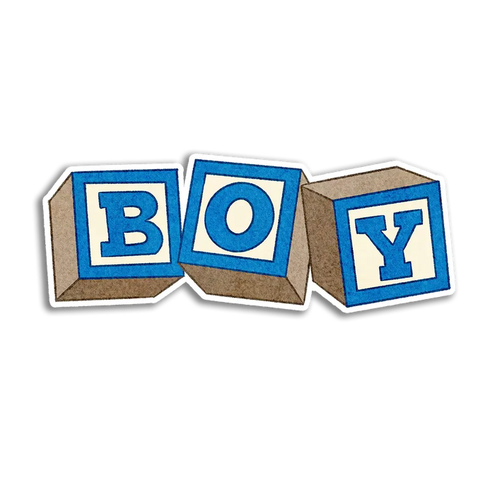 Stick With Finn Blue "Boy" Alphabet Baby Blocks Sticker