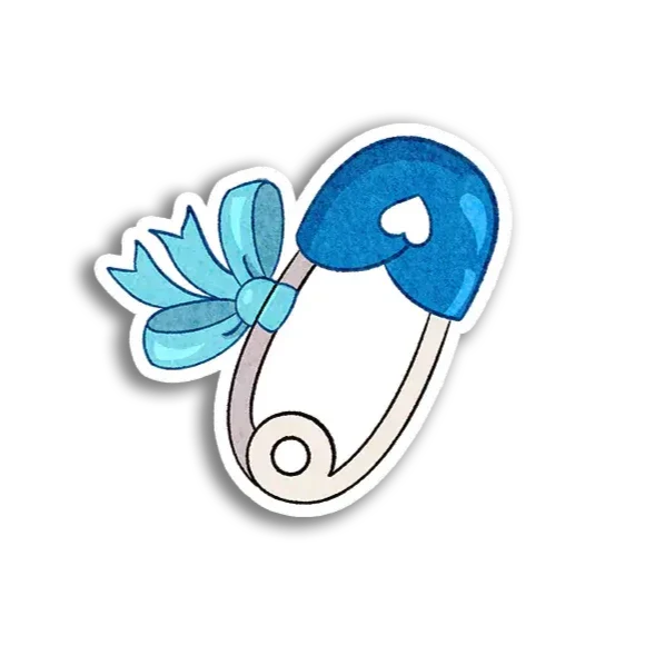 Stick With Finn Blue Diaper Pin Sticker