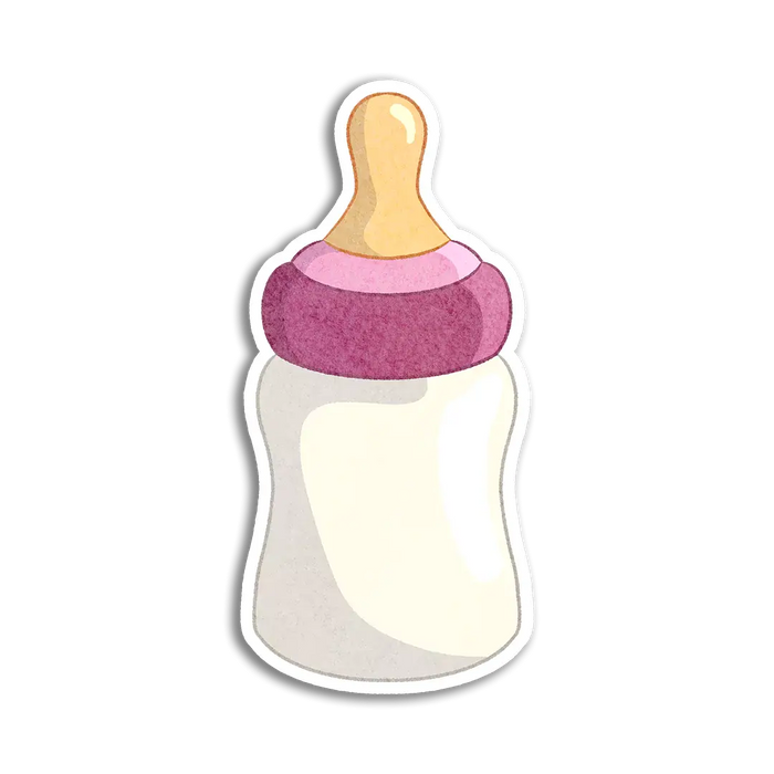 Stick With Finn Pink Baby Bottle Sticker