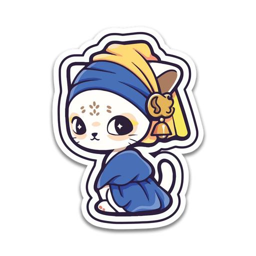 Stick With Finn Cat with a Pearl Earring Sticker