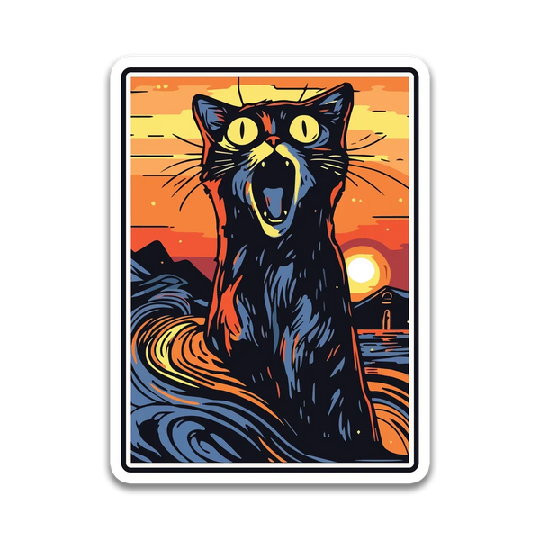 Stick With Finn The Scream Cat Portrait Sticker