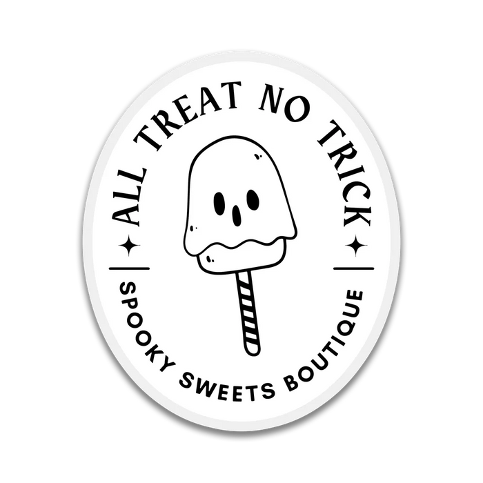 Stick With Finn "All Treat No Trick" Spooky Sweets Boutique Sticker