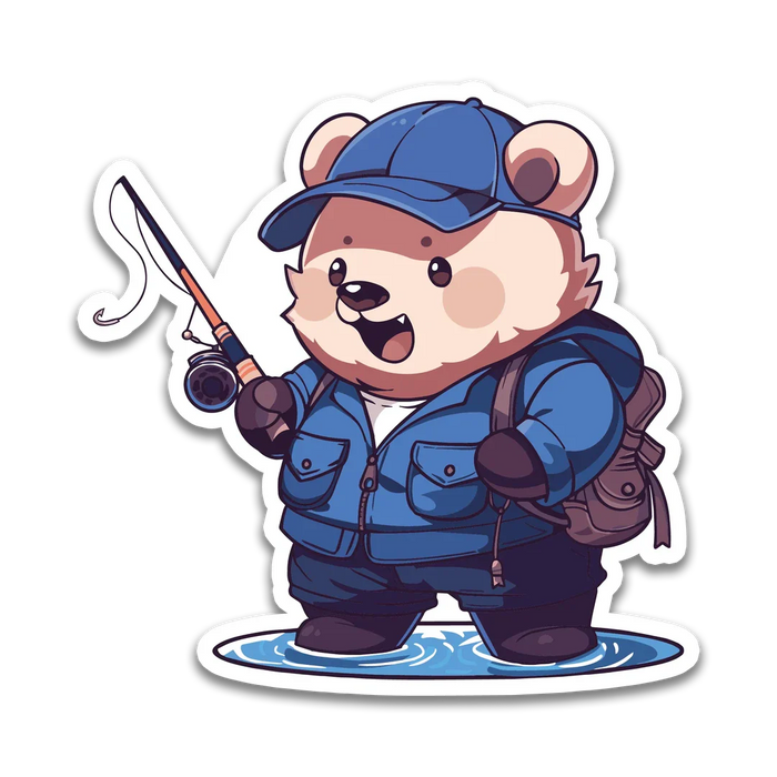 Stick With Finn Blue Bear Fisherman Sticker