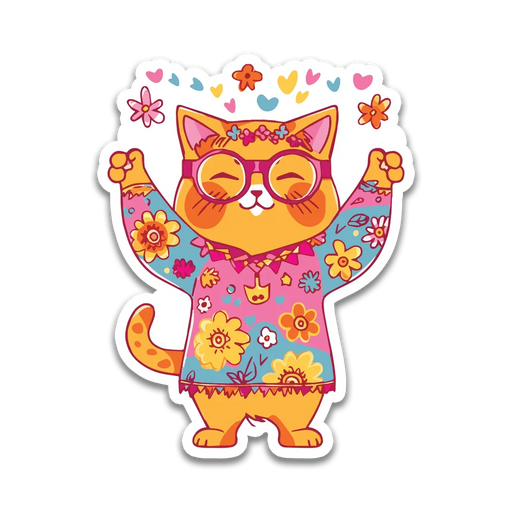 Stick With Finn Hippie Cat Sticker