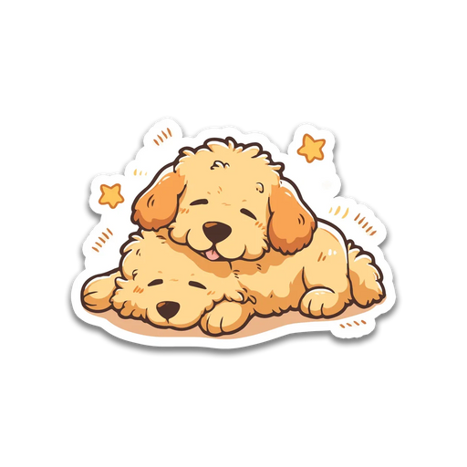 Stick With Finn Double Sleeping Golden Doodles Sticker