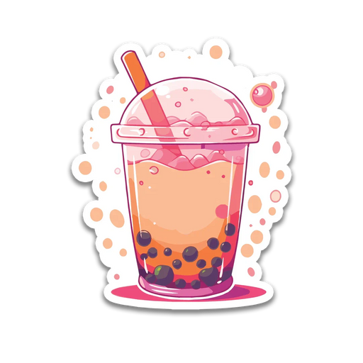 Stick With Finn Strawberry Boba Tea Sticker