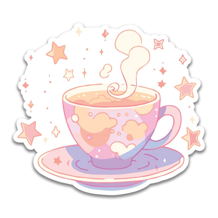 Stick With Finn Kawaii Cosmic Teacup Sticker