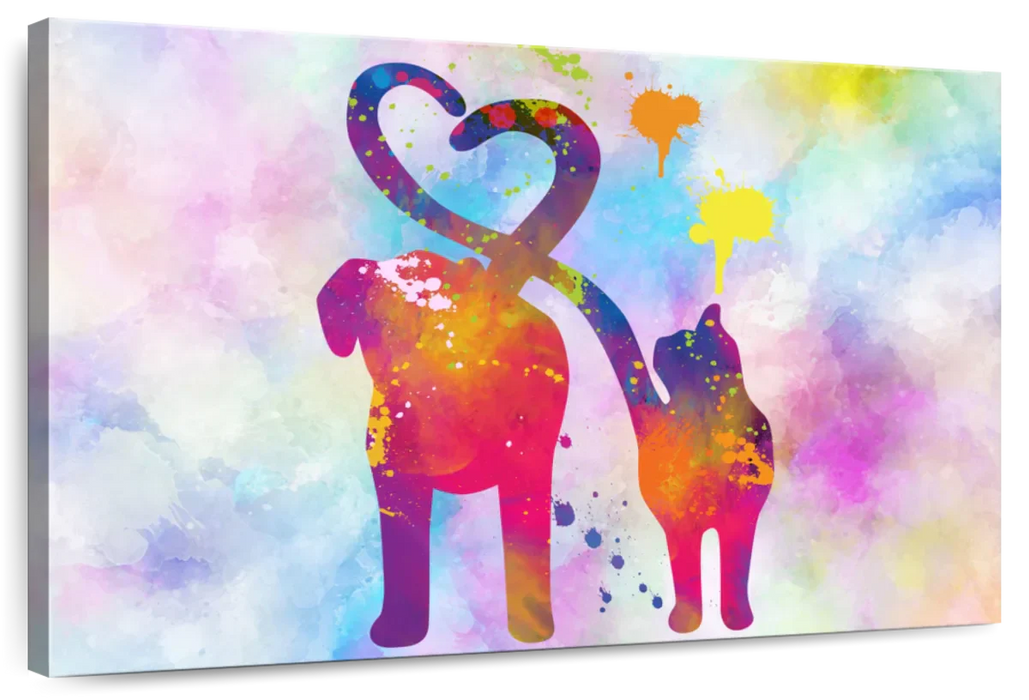 ElephantStock Cat And Dog Love Wall Art