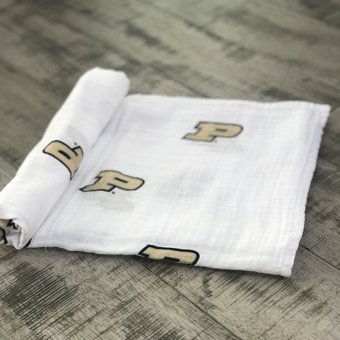 Three Little Anchors Purdue University Swaddle Blanket